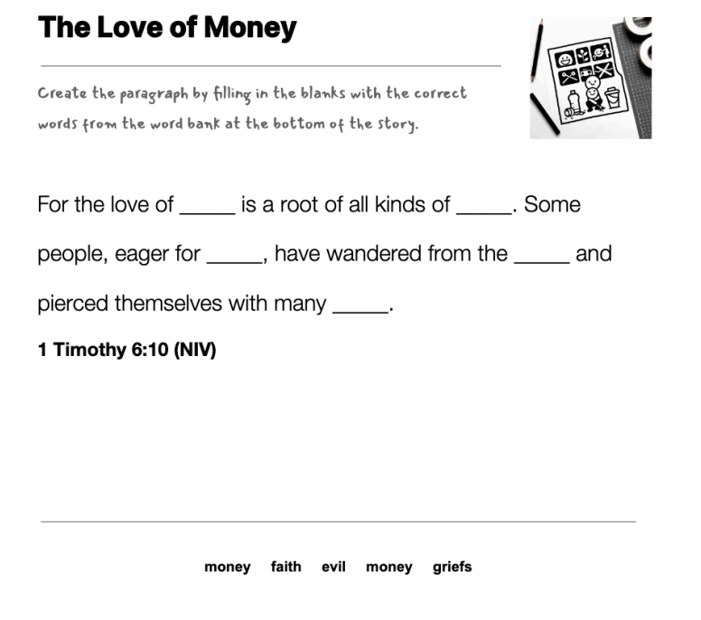 The Love of Money fill-in-the-blank